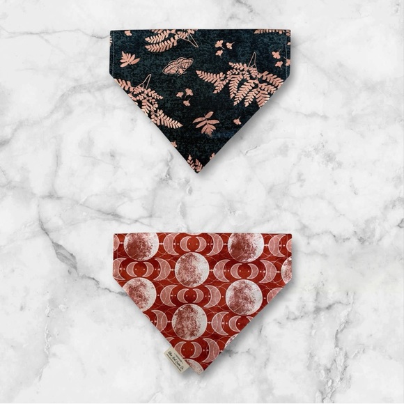 DOG Bandana - Moths & Blood Moon (Reversible) - Size L Large - Picture 1 of 1